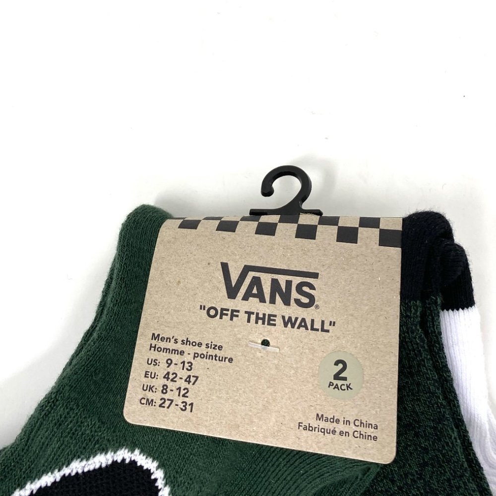 Vans Men's Size Skateboarding Black White 2 Pack Socks VN0A5HG9ZR5 - Picture 2 of 4